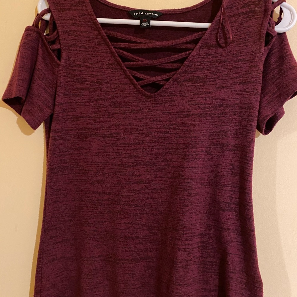 Burgundy cut out top